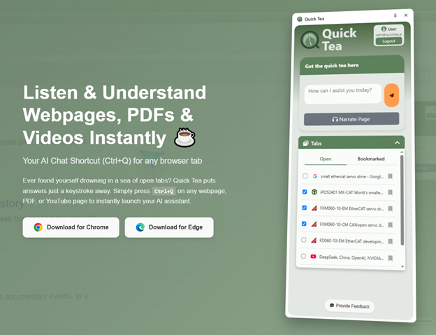Introducing Quick Tea: The AI-Powered Browser Extension Transforming How People Read and Focus Online